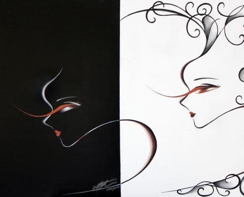 Black . White, Victoria Yin, Feb. 2012 age 14, acrylic on canvas 24 x 30