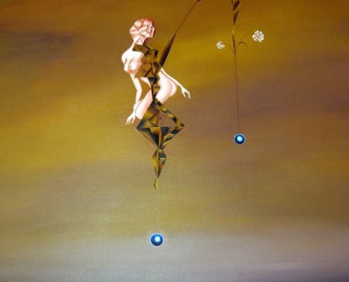 Dreams in the Dawn III-Fishing in the Sky, Victoria Yin, age 11, acrylic on canvas 61 x 63