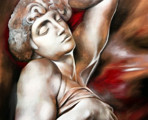 Dying Slave (after Michelangelo's Dying Slave ), Victoria Yin, age 14 August 2012, acrylic on canvas 30 x 40