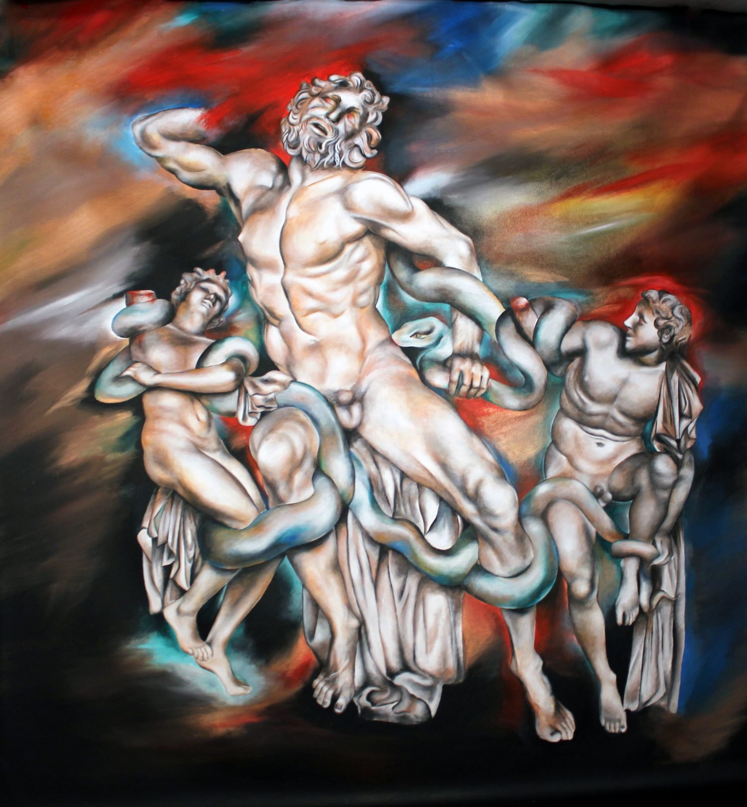 Laocoon, Victoria YIn, Aug 2012 age 14, acrylic on canvas, 84 x 95