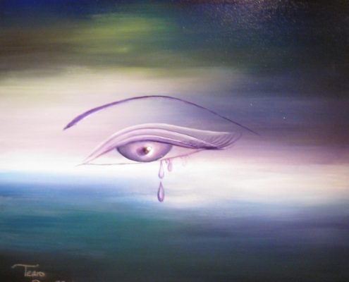 Tears Doesn't Heal, Victoria Yin, age 11, acrylic on canvas 30 x 40